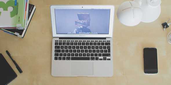Mac on desk