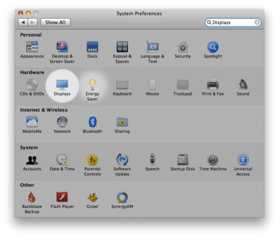 The System Preferences app